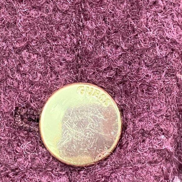 Guess‎ Los Angeles Fuzzy Pea Coat Wine Burgundy Size M - Picture 16 of 16